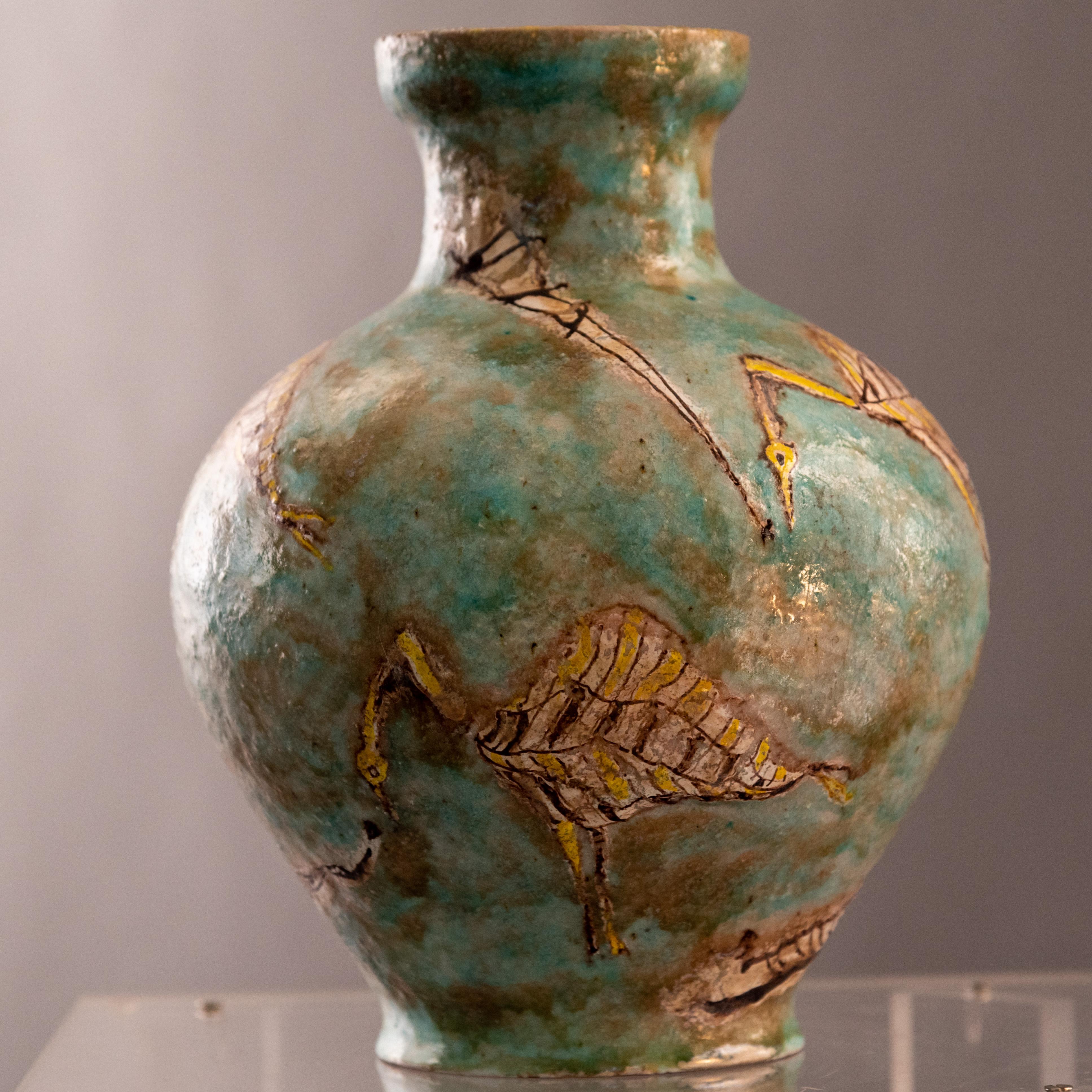 Mid-Century Modern Vase italien du milieu du siècle dernier en grès vert-gris de Carlo Zauli en vente