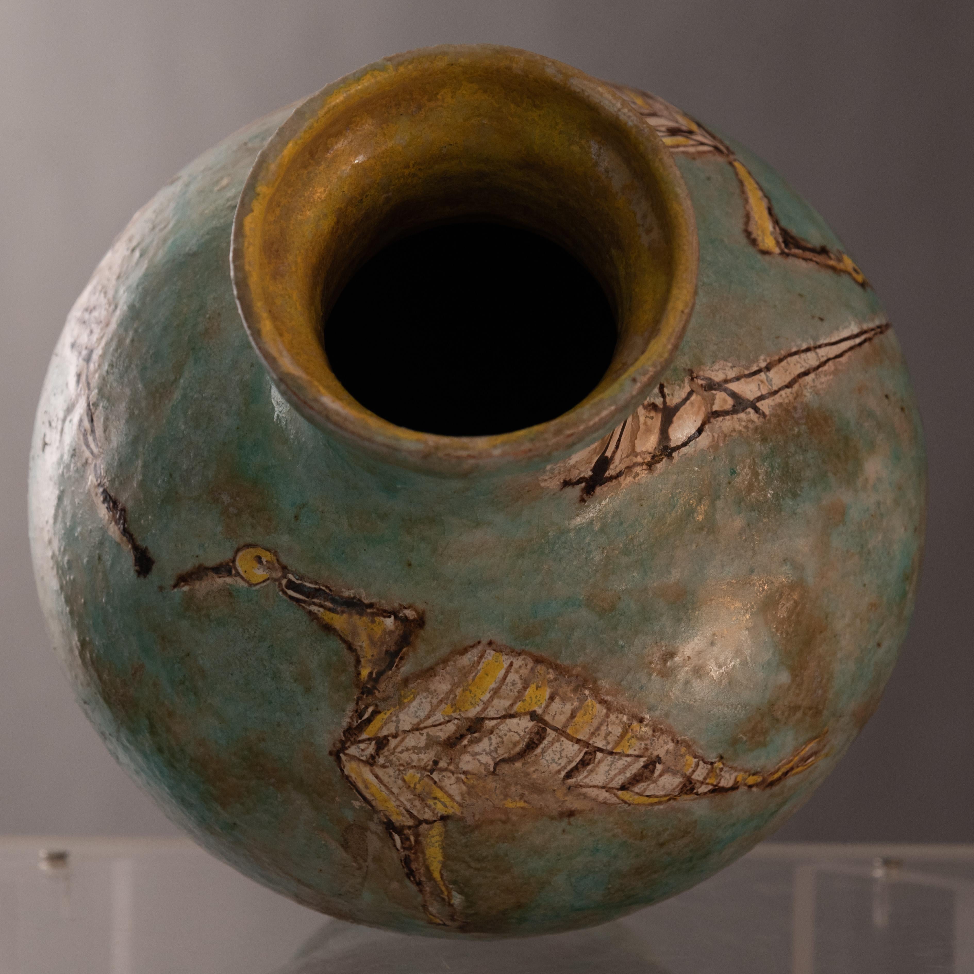 Mid Century Italian Green-Gray Stoneware Vase by Carlo Zauli In Good Condition For Sale In Roma, IT