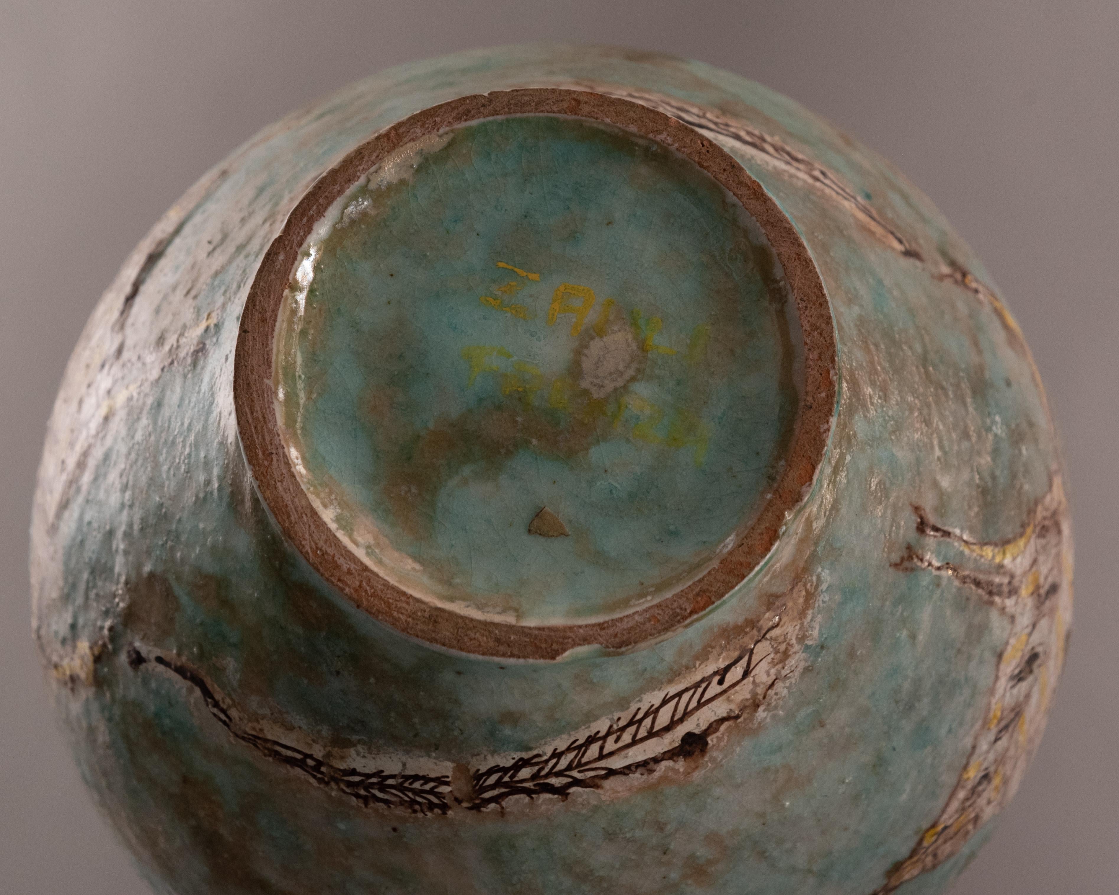 20th Century Mid Century Italian Green-Gray Stoneware Vase by Carlo Zauli For Sale