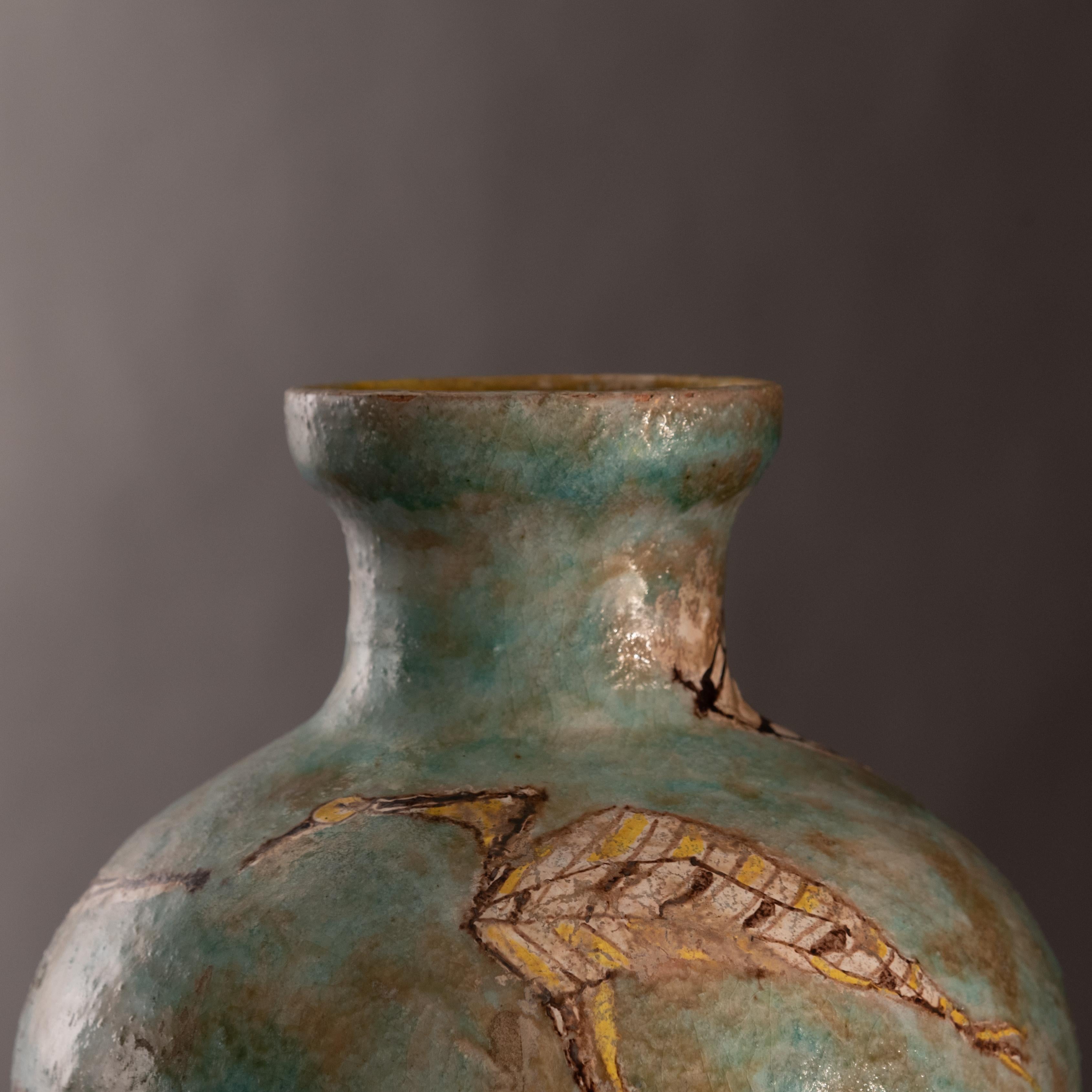 Mid Century Italian Green-Gray Stoneware Vase by Carlo Zauli For Sale 1