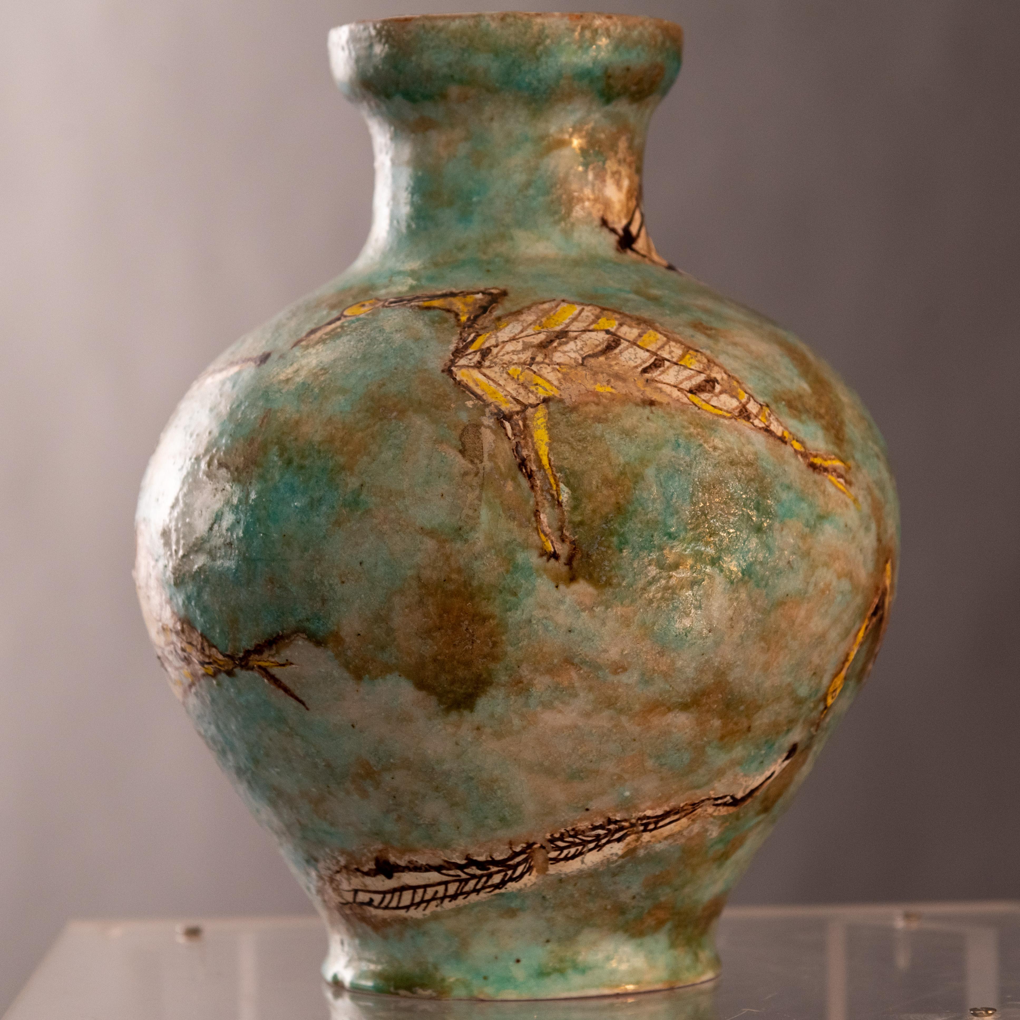 Mid Century Italian Green-Gray Stoneware Vase by Carlo Zauli For Sale 2