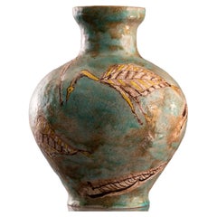 Retro Mid Century Italian Green-Gray Stoneware Vase by Carlo Zauli