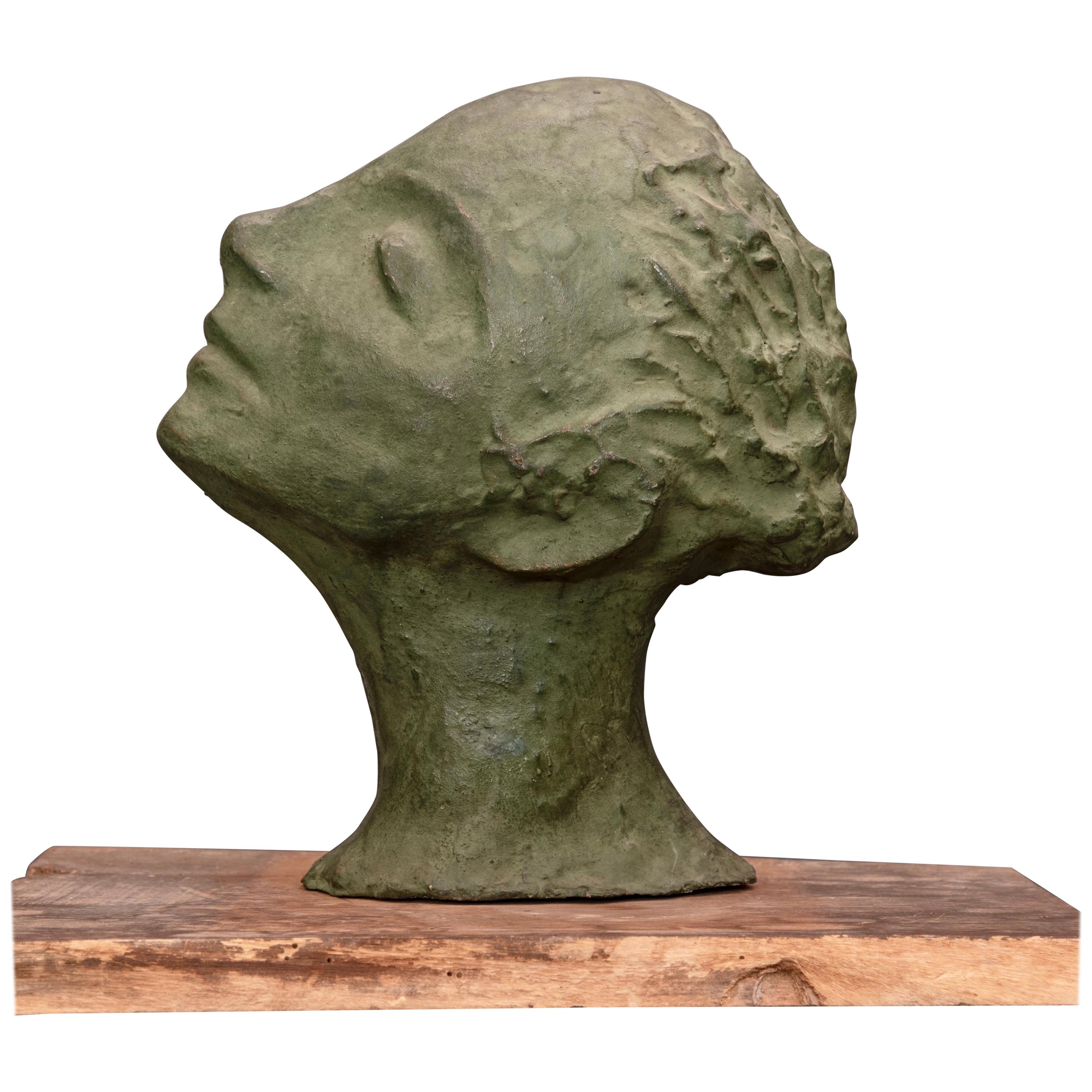 Modern Italian Green Ida Fuà Plaster Sculpture