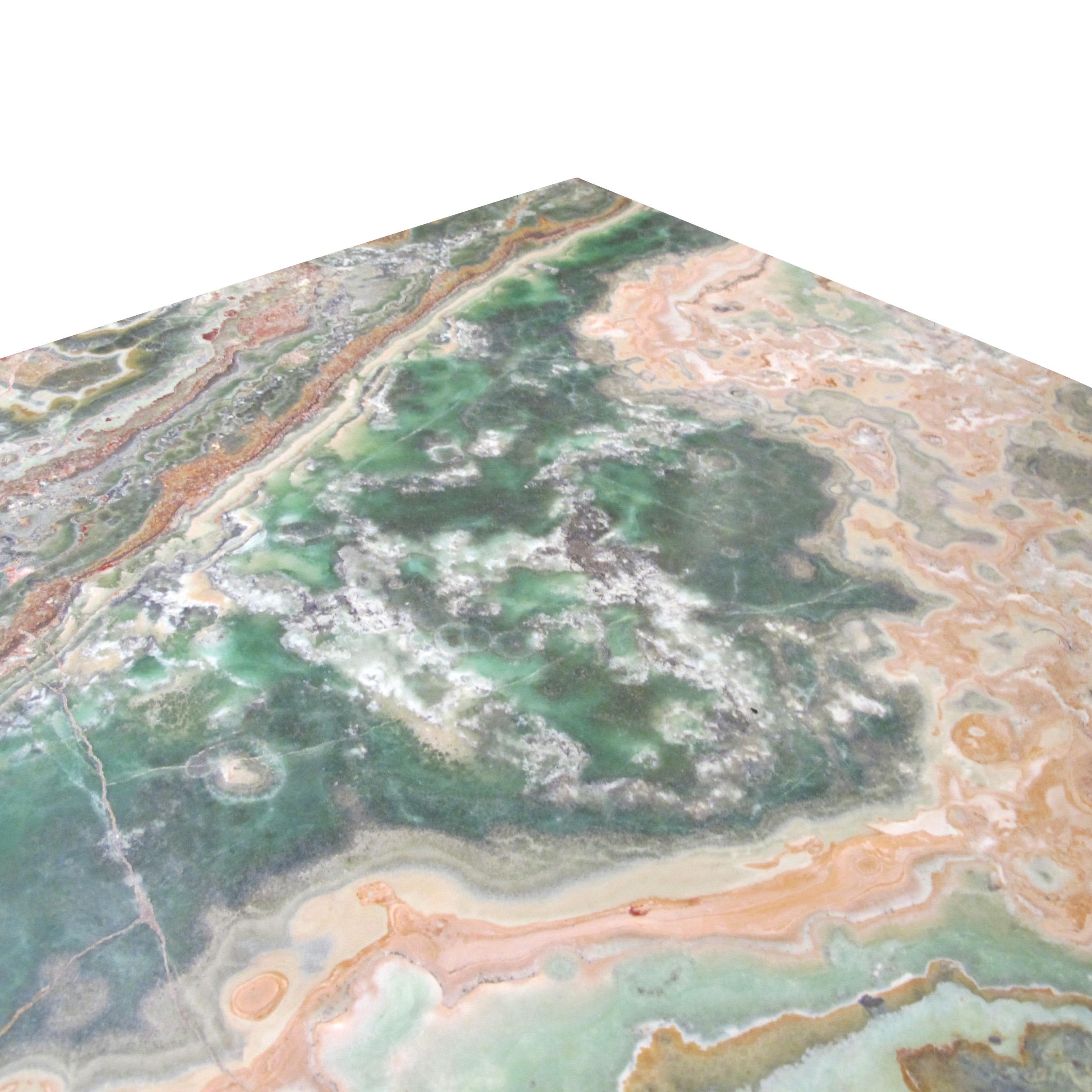 Table italienne du milieu du siècle en marbre vert avec base Mable entrecroisée en vente 5