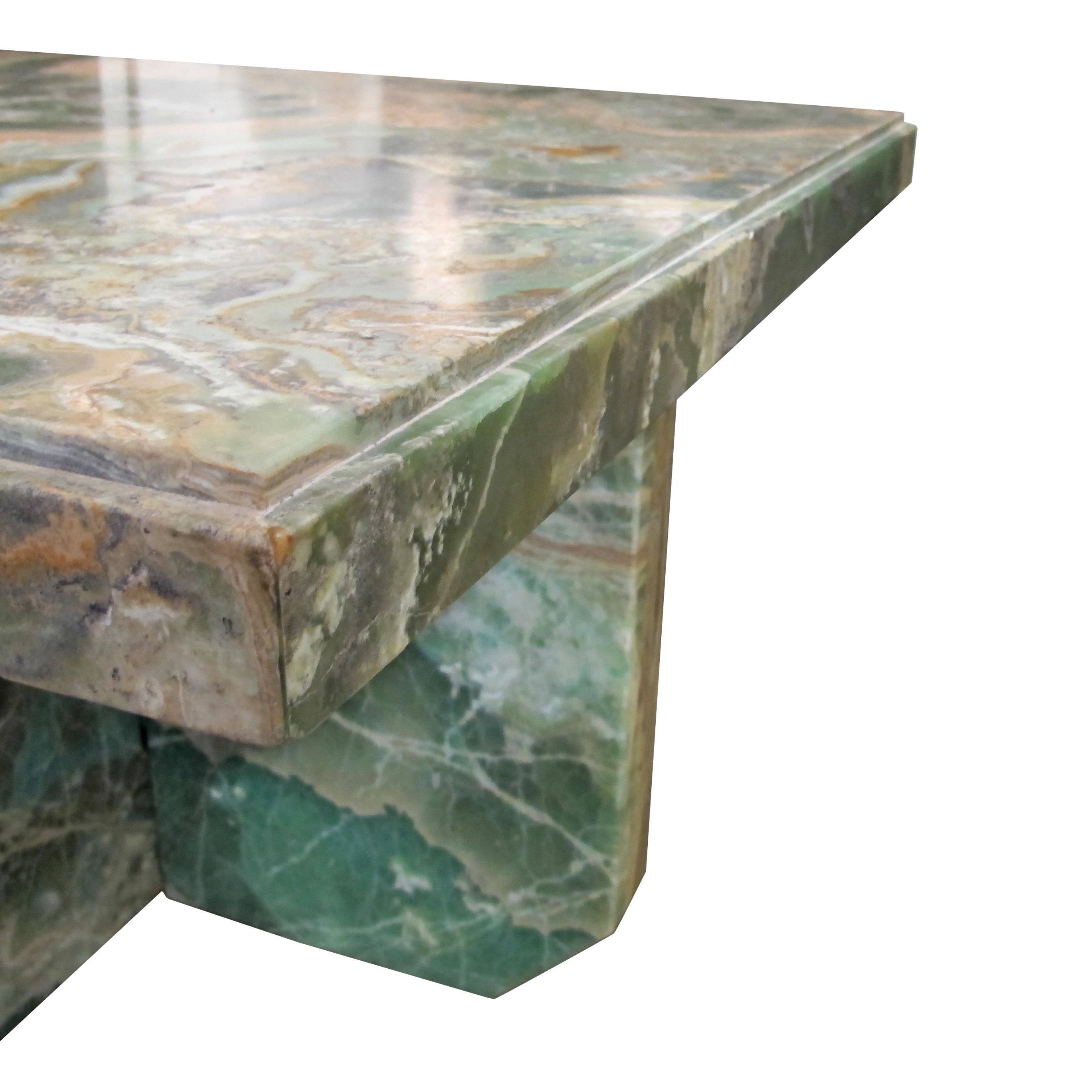 Milieu du XXe siècle Table italienne du milieu du siècle en marbre vert avec base Mable entrecroisée en vente