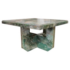 Mid-Century Italian Green Marble Table with Intersecting Mable base