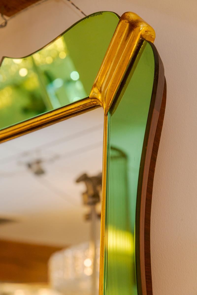 Mid-20th Century Mid Century Italian Green Tapered Mirror By Luigi Fontana For Sale
