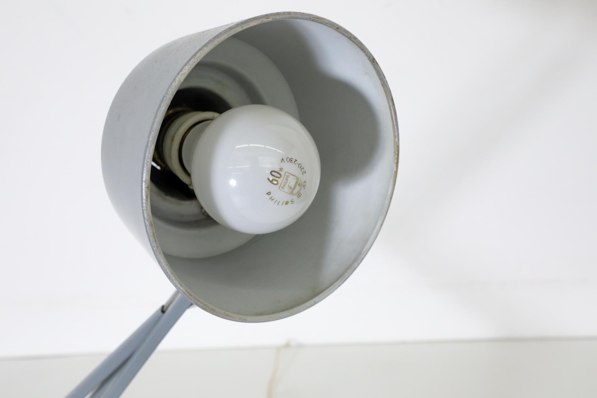 Lampe de fabrication italienne du milieu du siècle dernier, émaillée grise, Tecnolampada en vente 8
