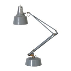 Mid-Century, Italian, Grey Enameled Drafting Lamp by Tecnolampada