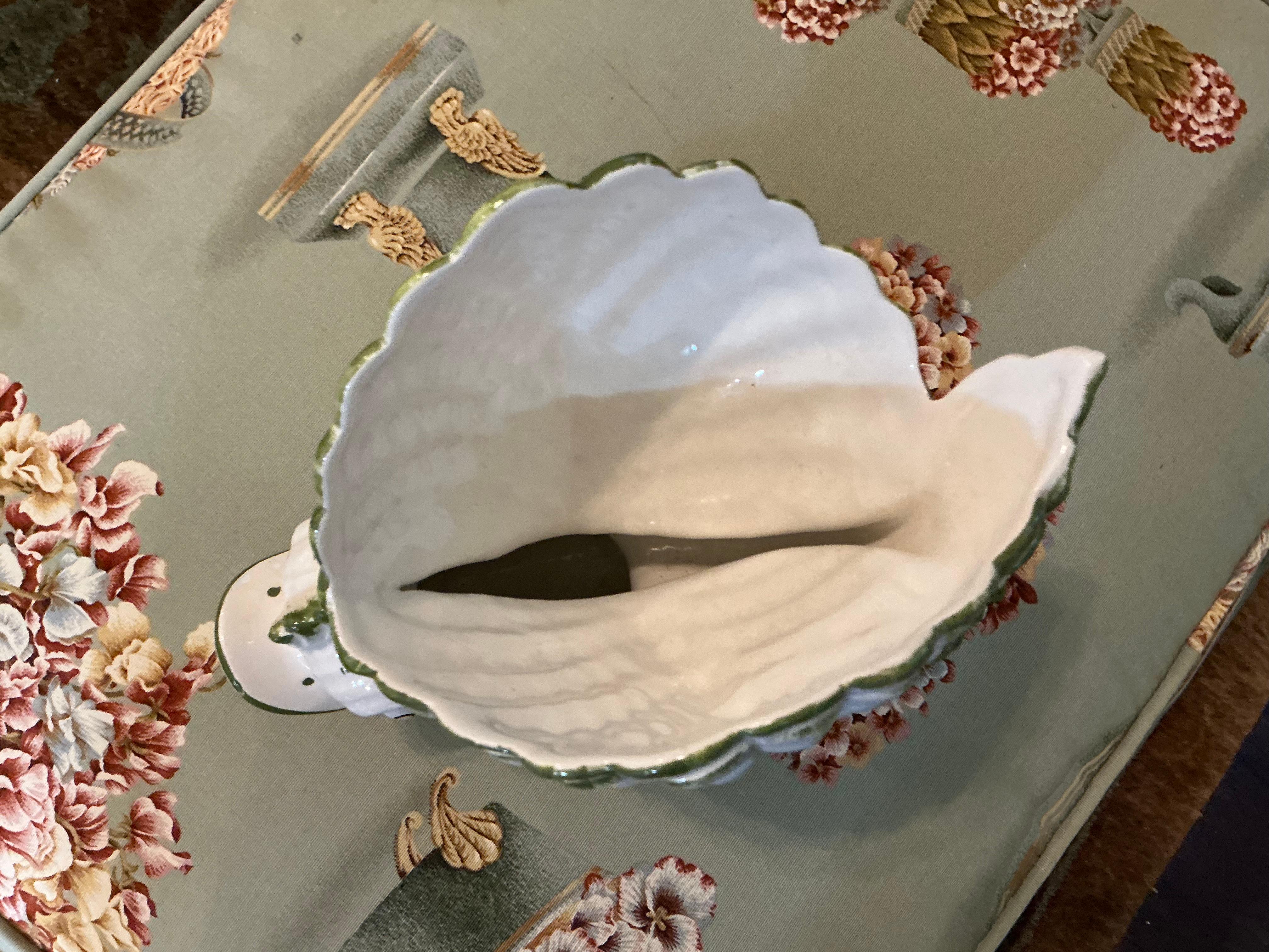 20th Century Mid-Century Italian Grotto Cachepot / Planter / Figurine W/ Shell & Dolphin For Sale