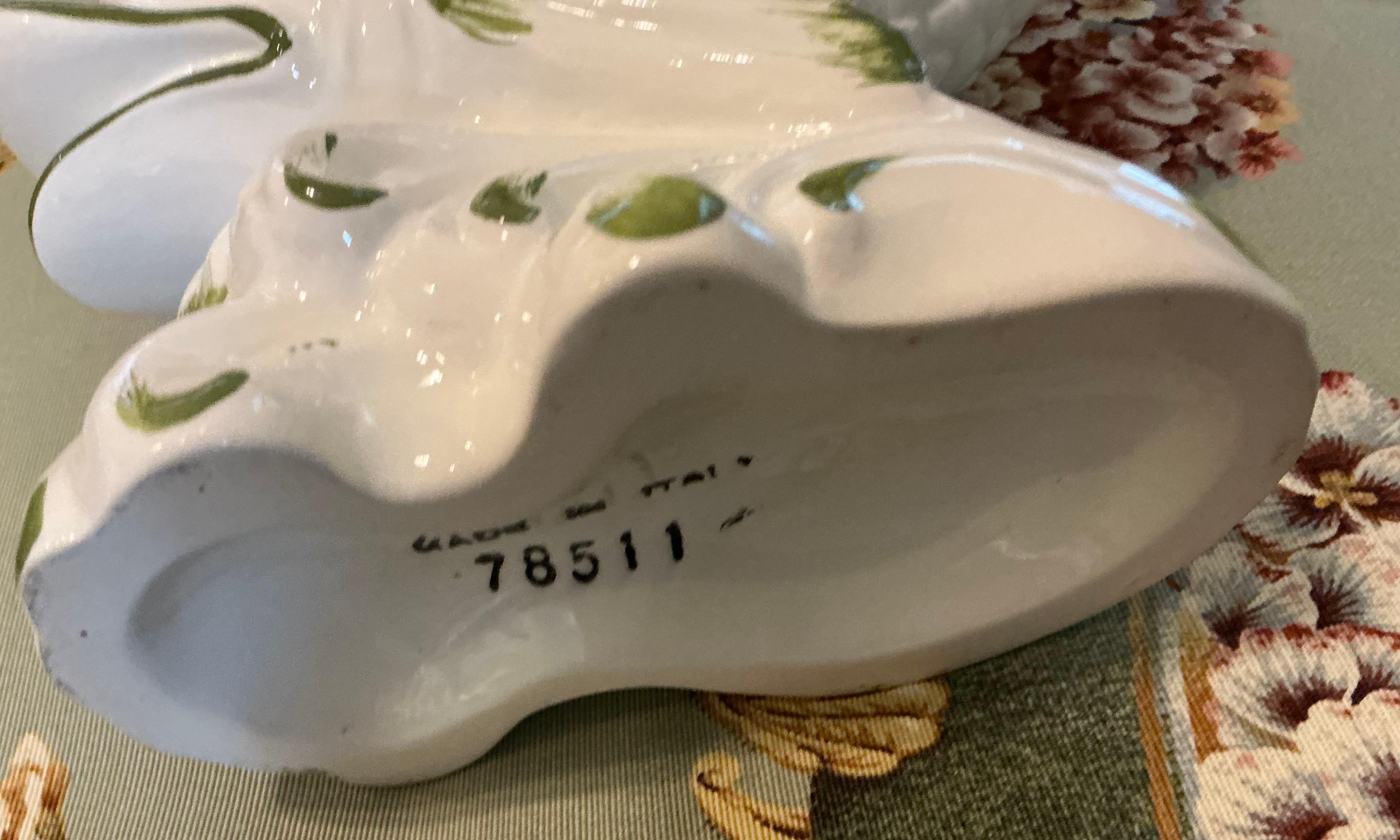 Ceramic Mid-Century Italian Grotto Cachepot / Planter / Figurine W/ Shell & Dolphin For Sale