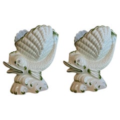 Mid-Century Italian Grotto Cachepot / Planter / Figurine W/ Shell & Dolphin