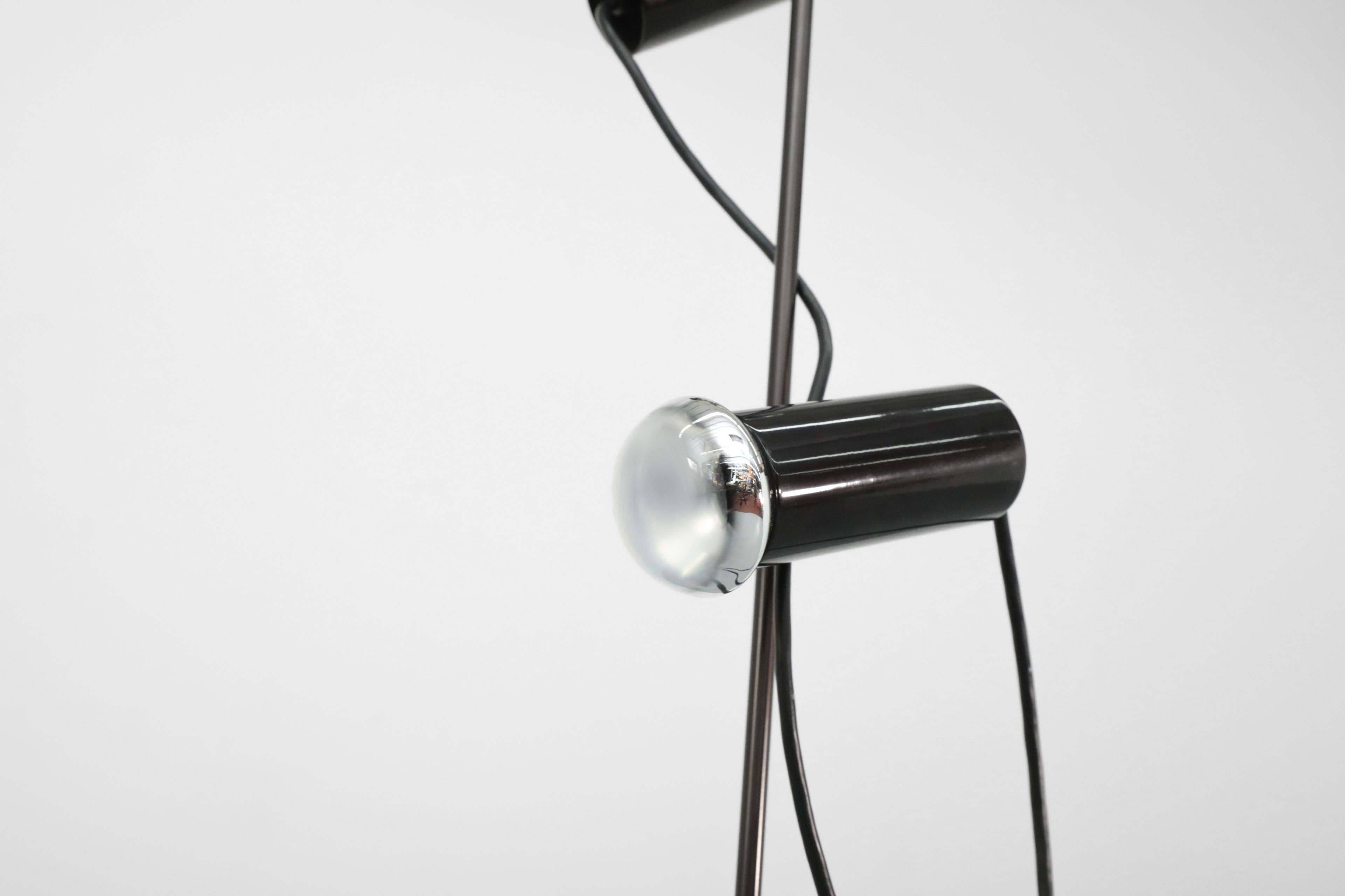Mid-Century Italian Guzzini Style Black Floor Lamp with Adjustable Double Spots 7