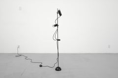 Mid-Century Italian Guzzini Style Black Floor Lamp with Adjustable Double Spots
