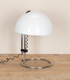 Mid-Century Italian Guzzini White Dome Desk Lamp