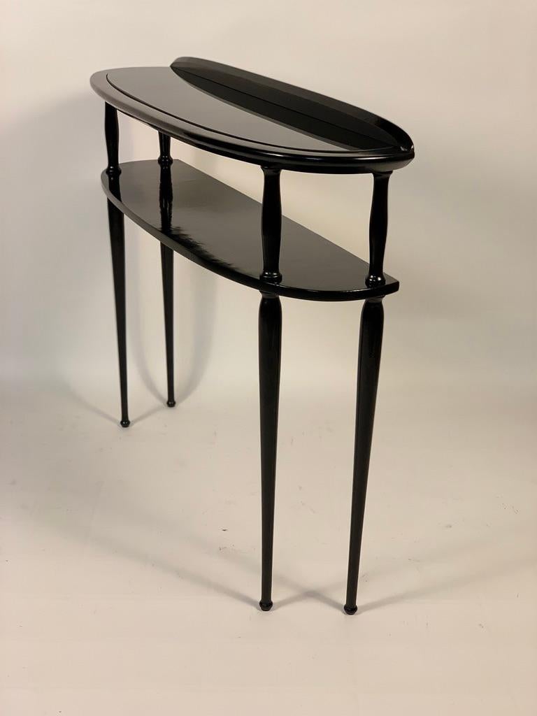 Mid-20th Century Midcentury Italian Half Moon Shaped Black Lacquered Console