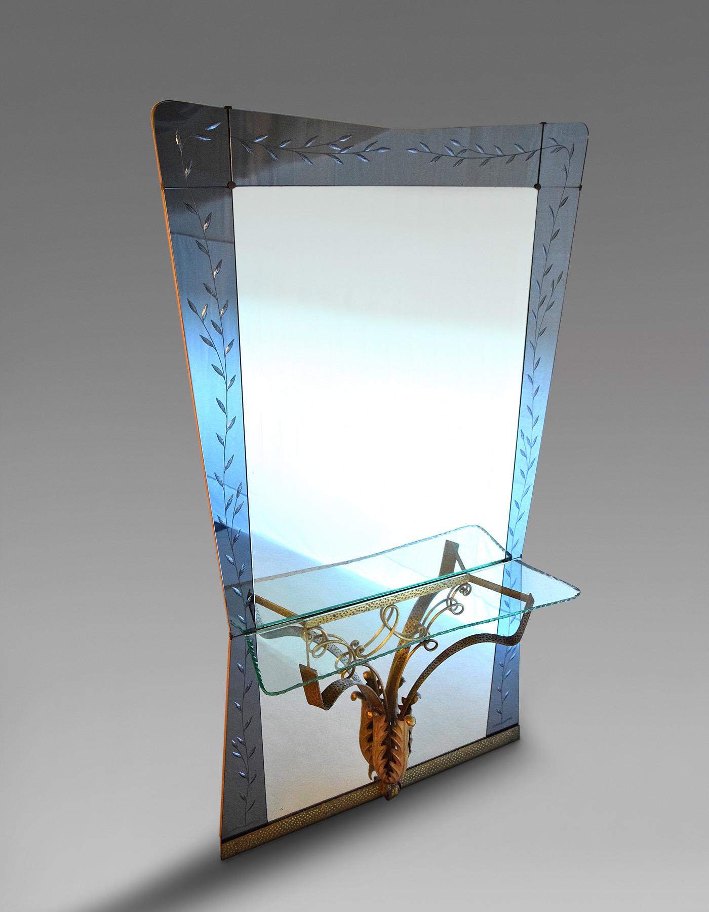 Miroir d'entrée italien du milieu du siècle, modèle 2637, par Pier Luigi Colli pour Cristal Ar en vente 5
