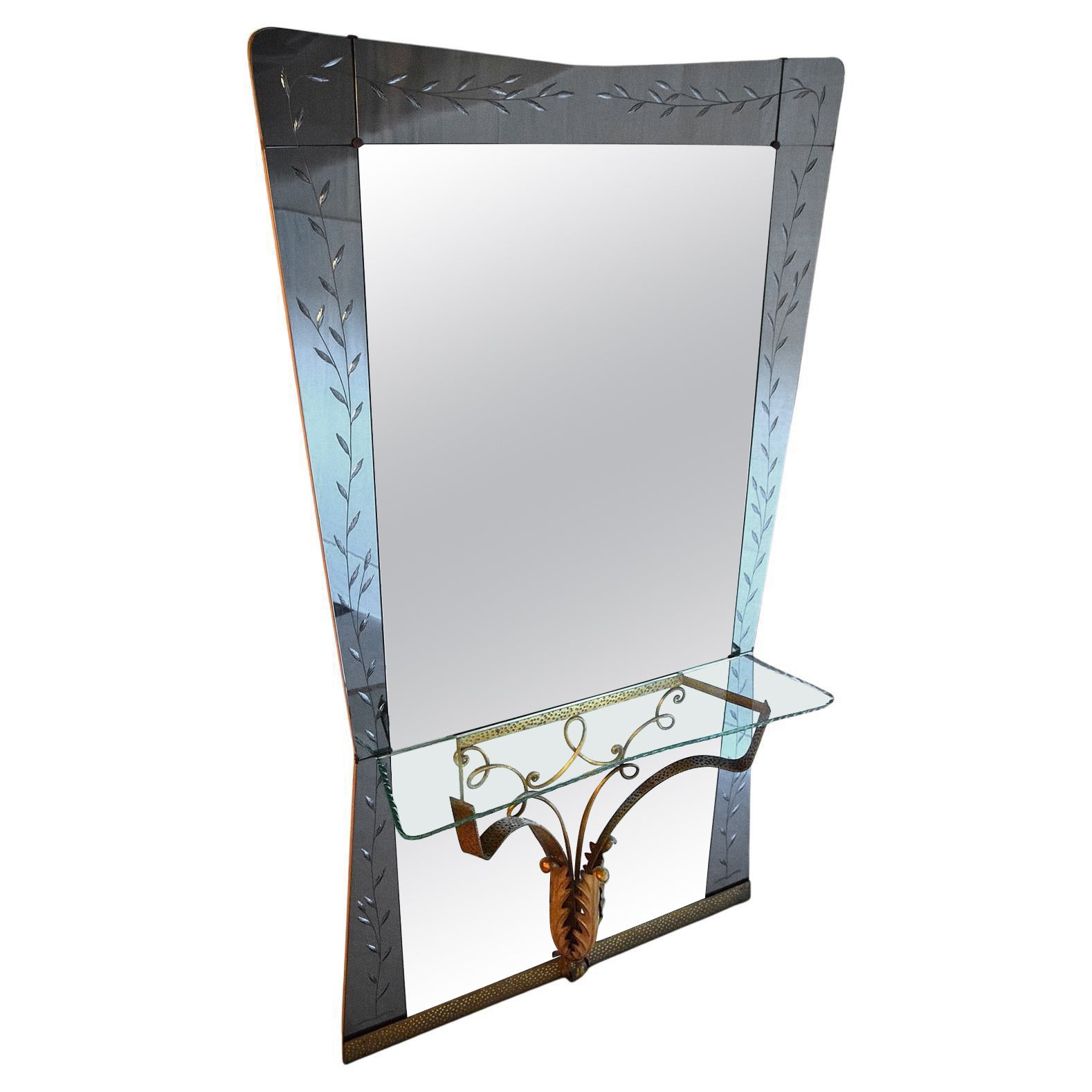 Miroir d'entrée italien du milieu du siècle, modèle 2637, par Pier Luigi Colli pour Cristal Ar en vente