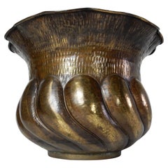 Mid-Century Italian Hammered Brass Copper Jardinière Planter Vessel