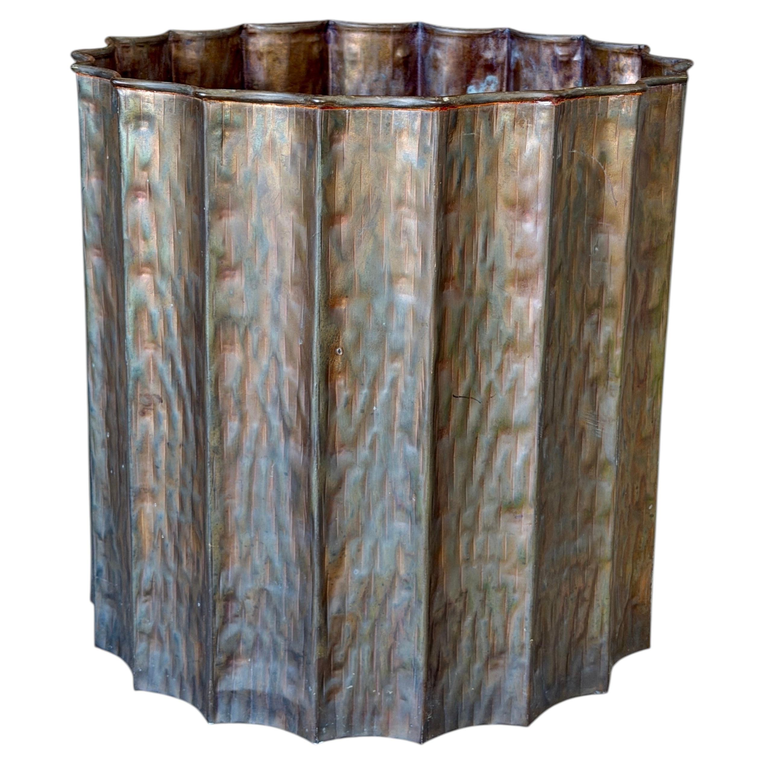 Mid-Century Italian Hammered Brass Jardiniere by Egidio Casagrande For Sale