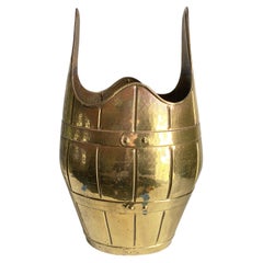 Mid-Century Italian Hammered Brass Umbrella Stand, Planter or Waste Basket, 22"