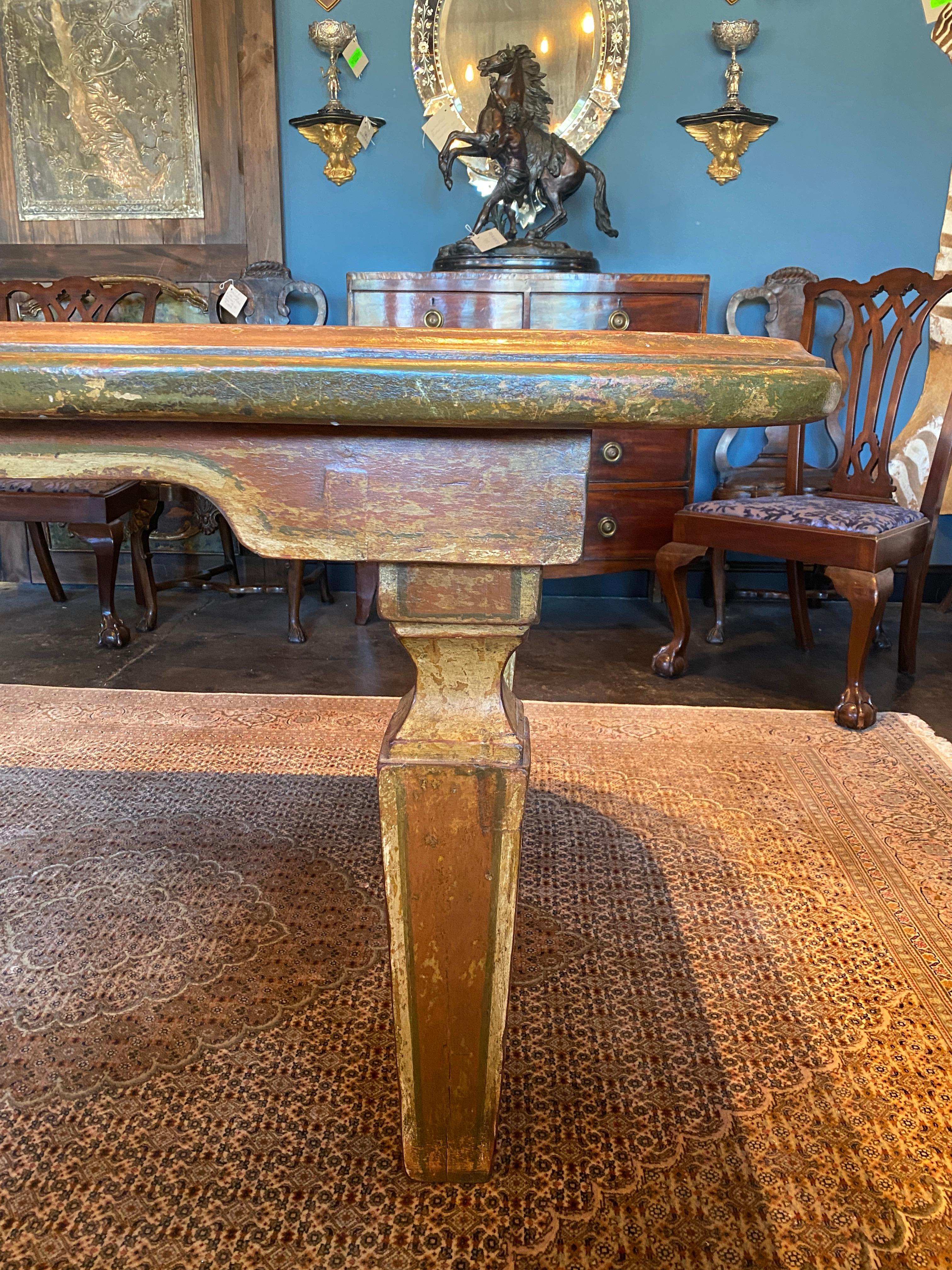 Hardwood Mid-Century Italian Hand Painted Dining Table For Sale
