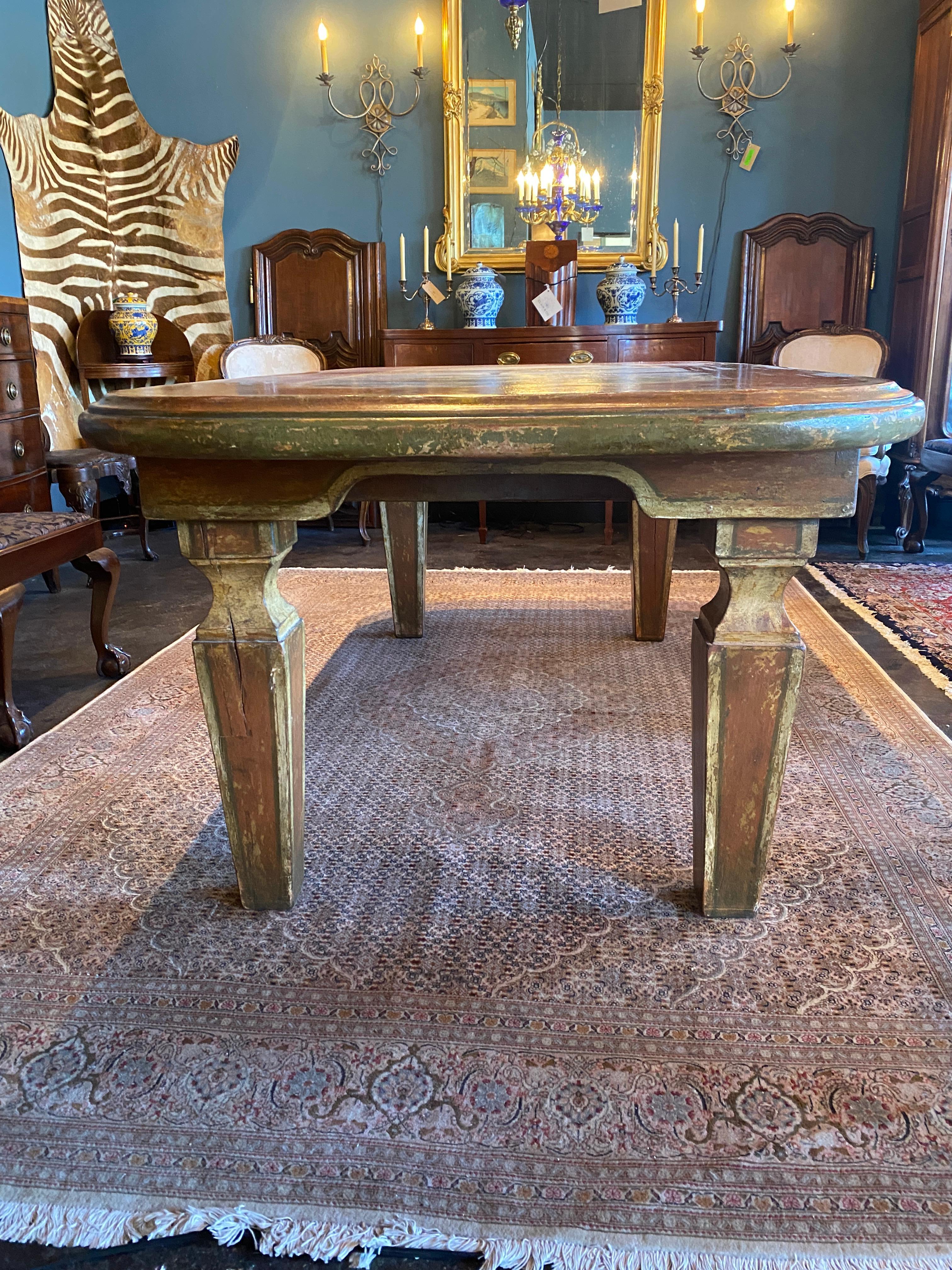 Baroque Revival Mid-Century Italian Hand Painted Dining Table For Sale