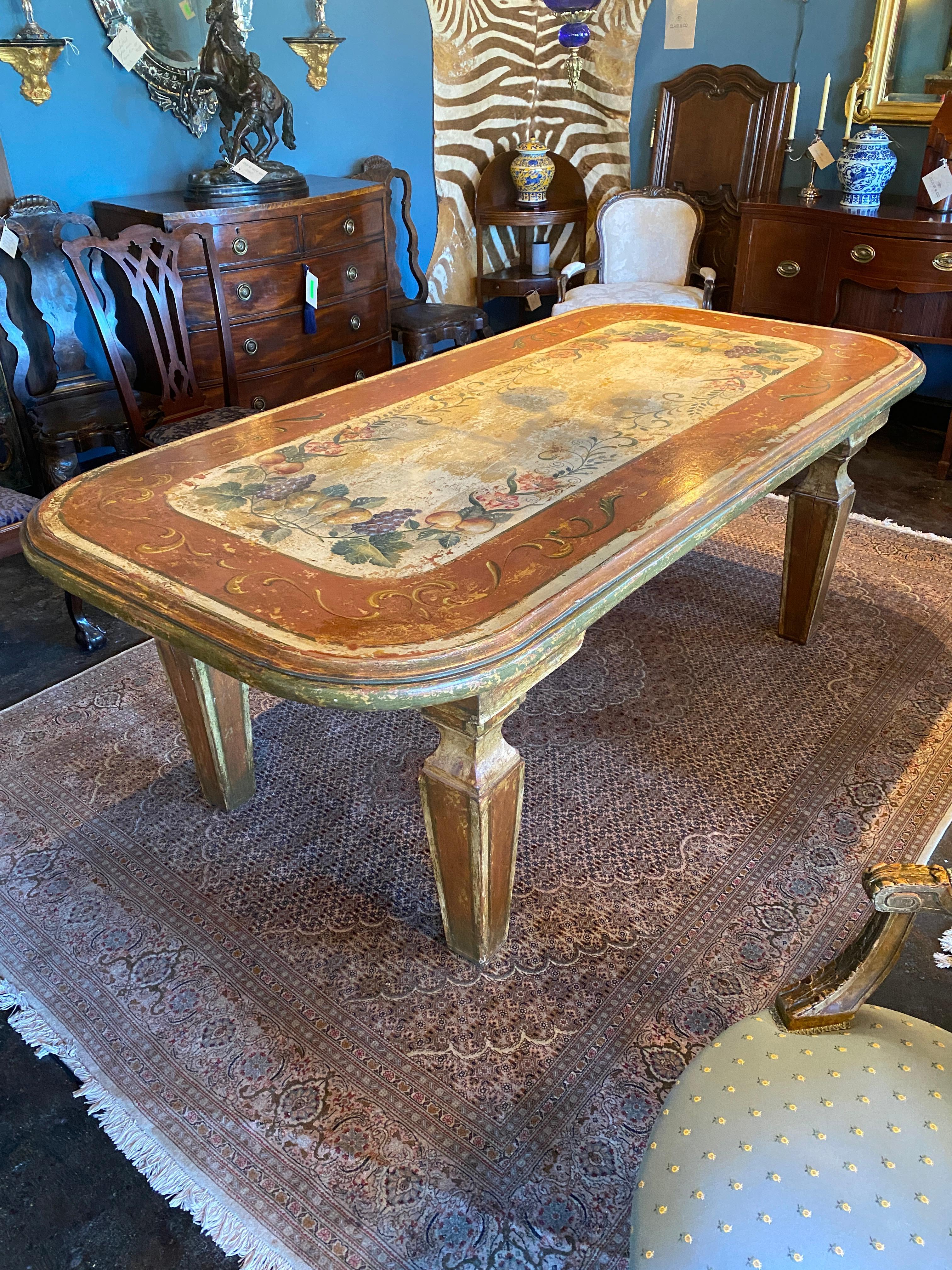 Mid-Century Italian Hand Painted Dining Table In Good Condition For Sale In Nashville, TN