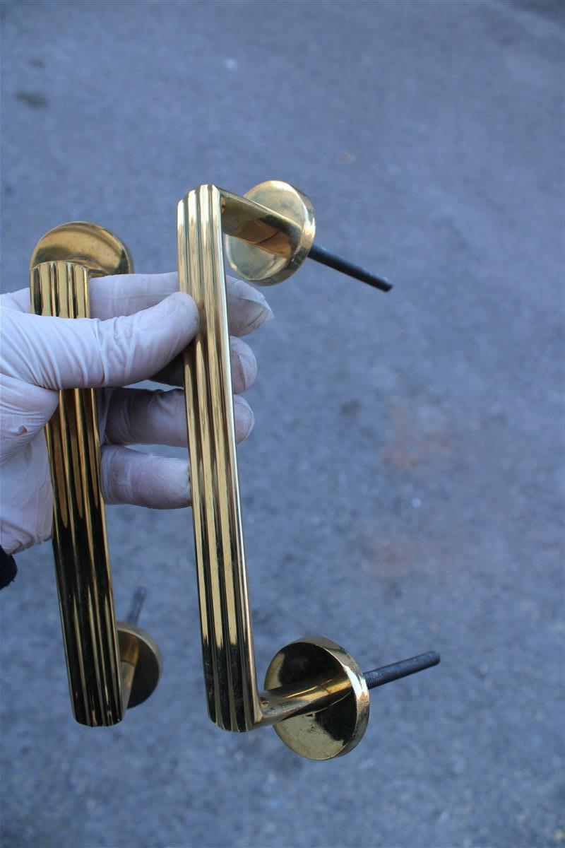 Mid-Century Modern Mid-Century Italian Handles in Solid Brass Rational Minimal Design Gold For Sale