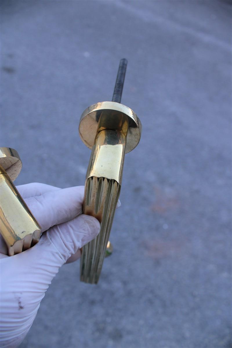 Mid-Century Italian Handles in Solid Brass Rational Minimal Design Gold In Good Condition For Sale In Palermo, Sicily