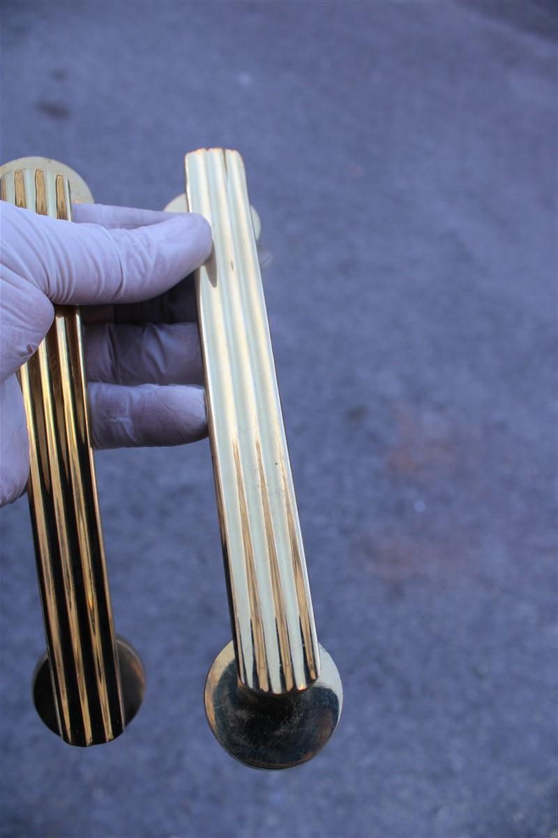 Mid-20th Century Mid-Century Italian Handles in Solid Brass Rational Minimal Design Gold For Sale