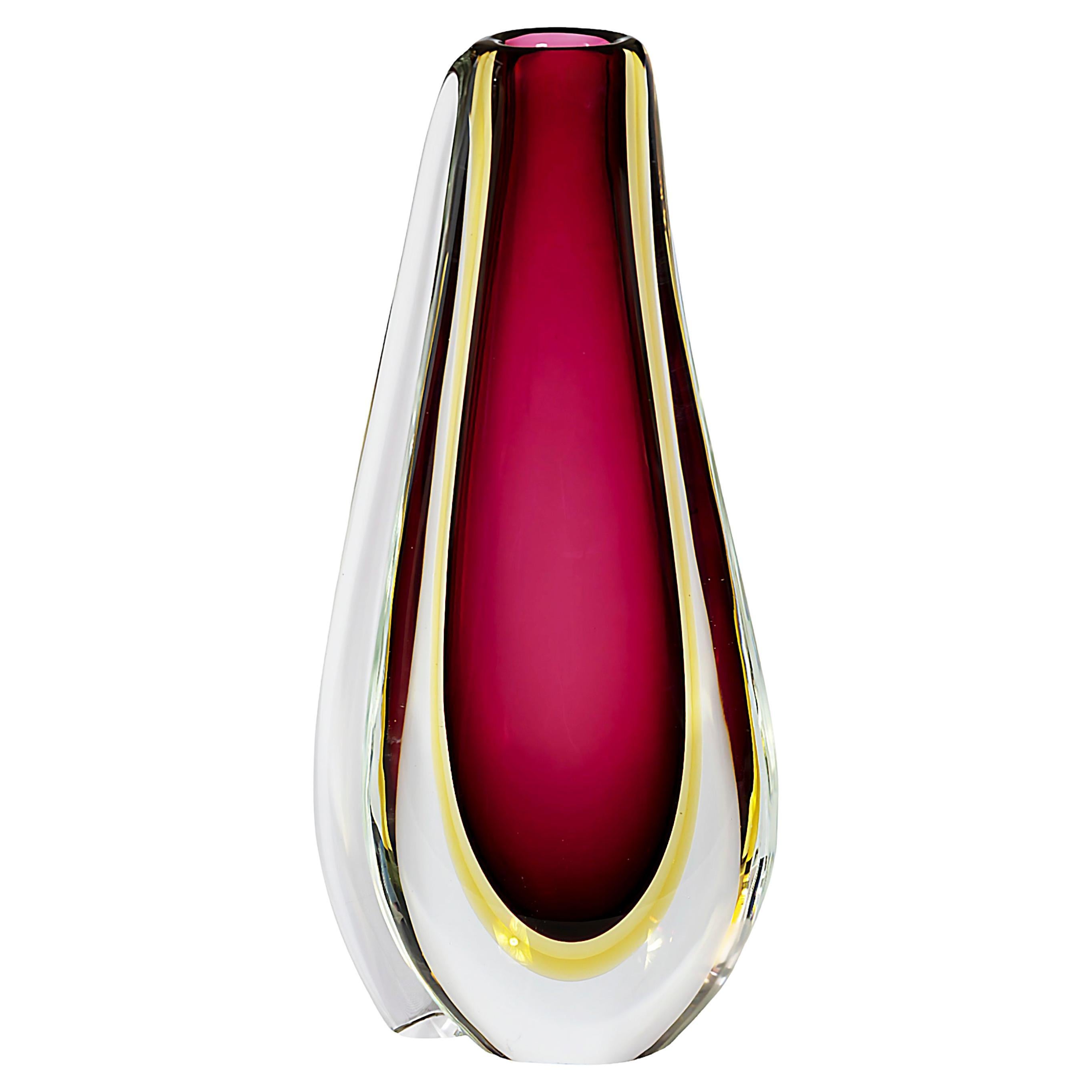 Mid-Century Italian Handmade Sommerso Murano Glass Vase For Sale