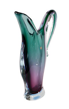 Mid-Century Italian Handmade Sommerso Murano Glass Vase/Jug