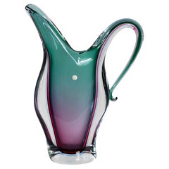 Mitte des Jahrhunderts Italienisch Handmade Sommerso Murano Glas Vase/Krug