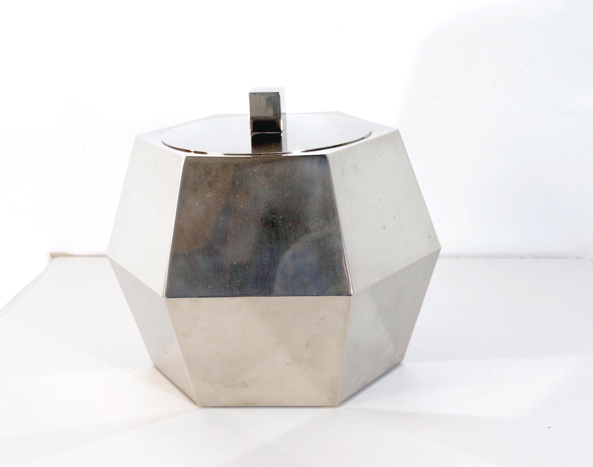 Mid-Century Modern Midcentury Italian Hexagon Ice Bucket in Chrome