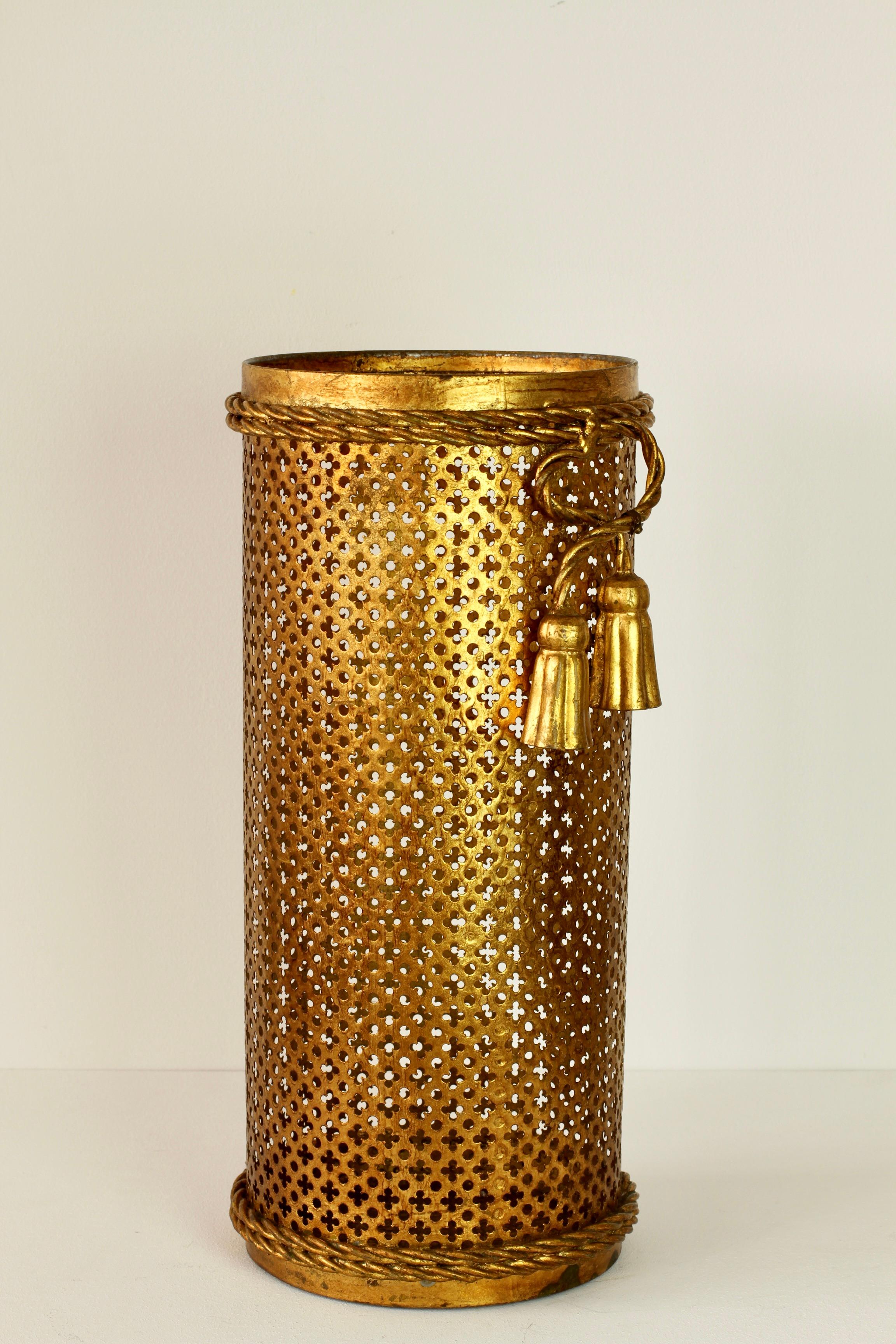 20th Century Midcentury Italian Hollywood Regency Gold Gilded Umbrella Stand or Holder, 1950s For Sale