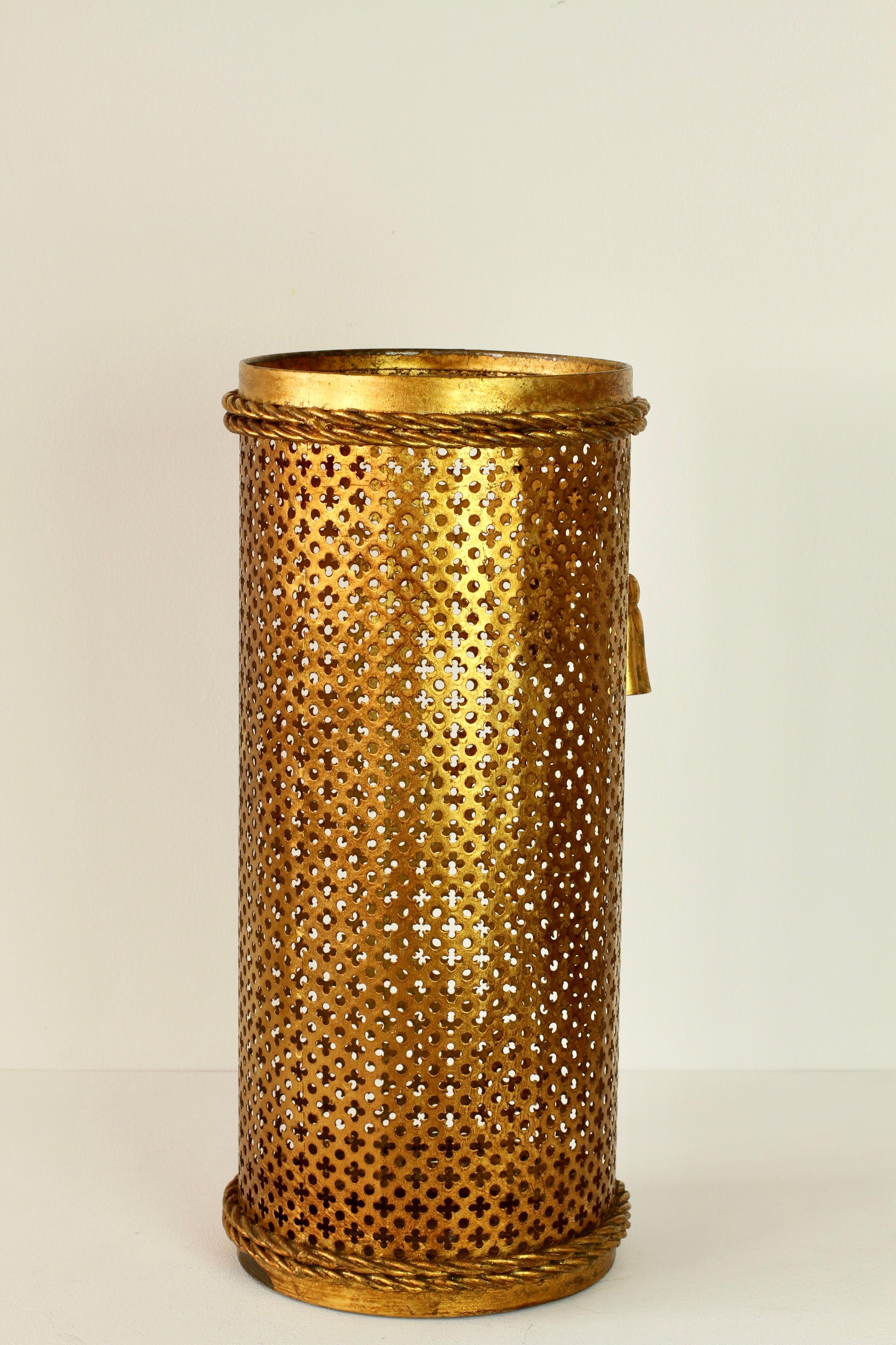 Midcentury Italian Hollywood Regency Gold Gilded Umbrella Stand or Holder, 1950s For Sale 1