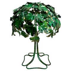 Mid-Century Italian Hollywood Regency Tole Grape Vine / Leaf Table Lamp