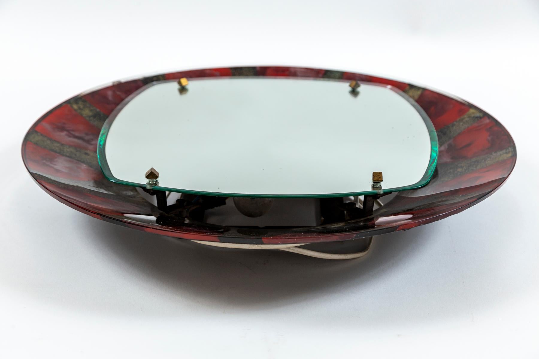 Miroir éclairé italien du milieu du siècle par Santambroggio e DeBerti, Labellisé en vente 1
