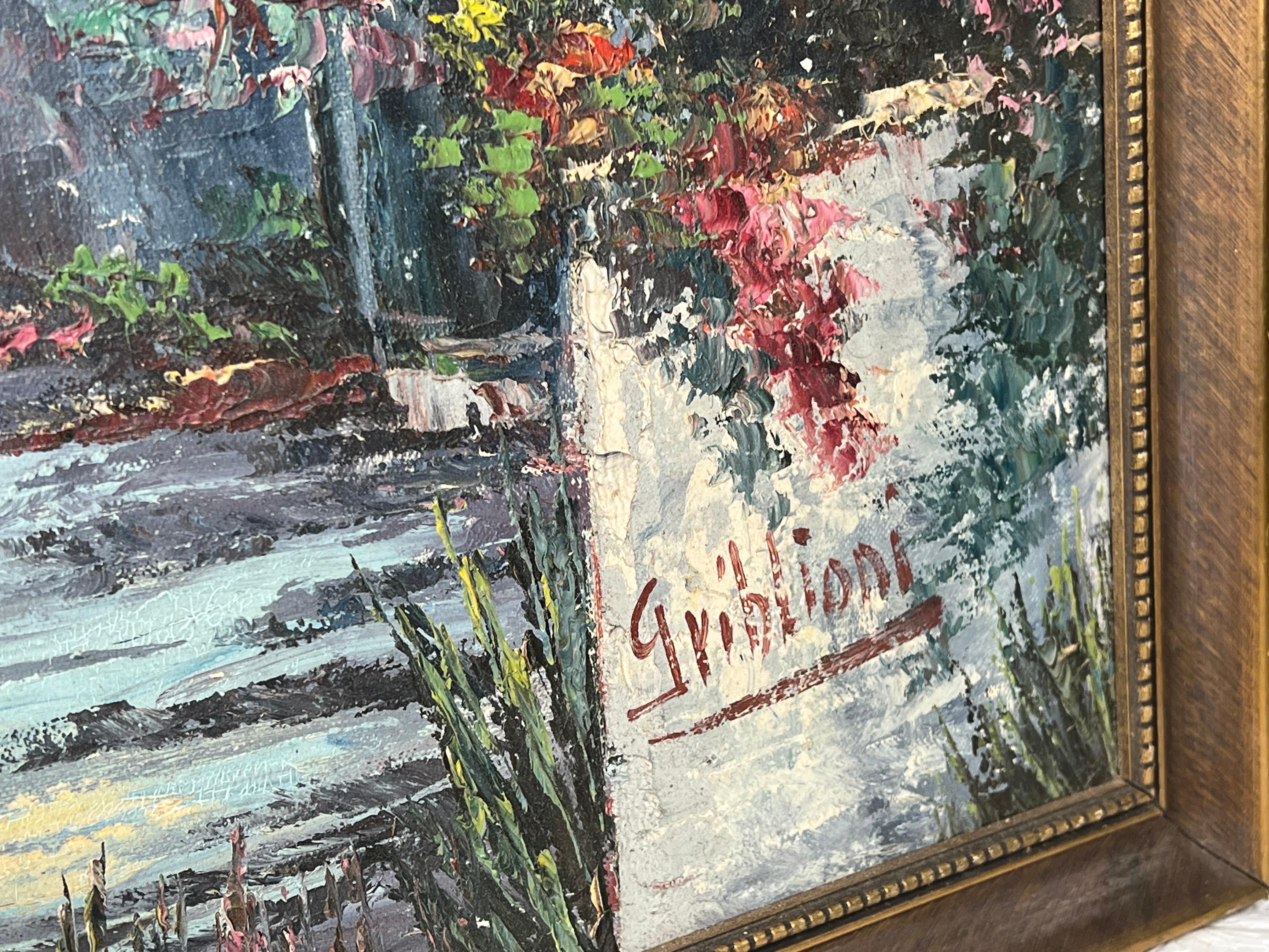 Paysage impressionniste italien du milieu du siècle dernier de Marina par Griblioni en vente 3