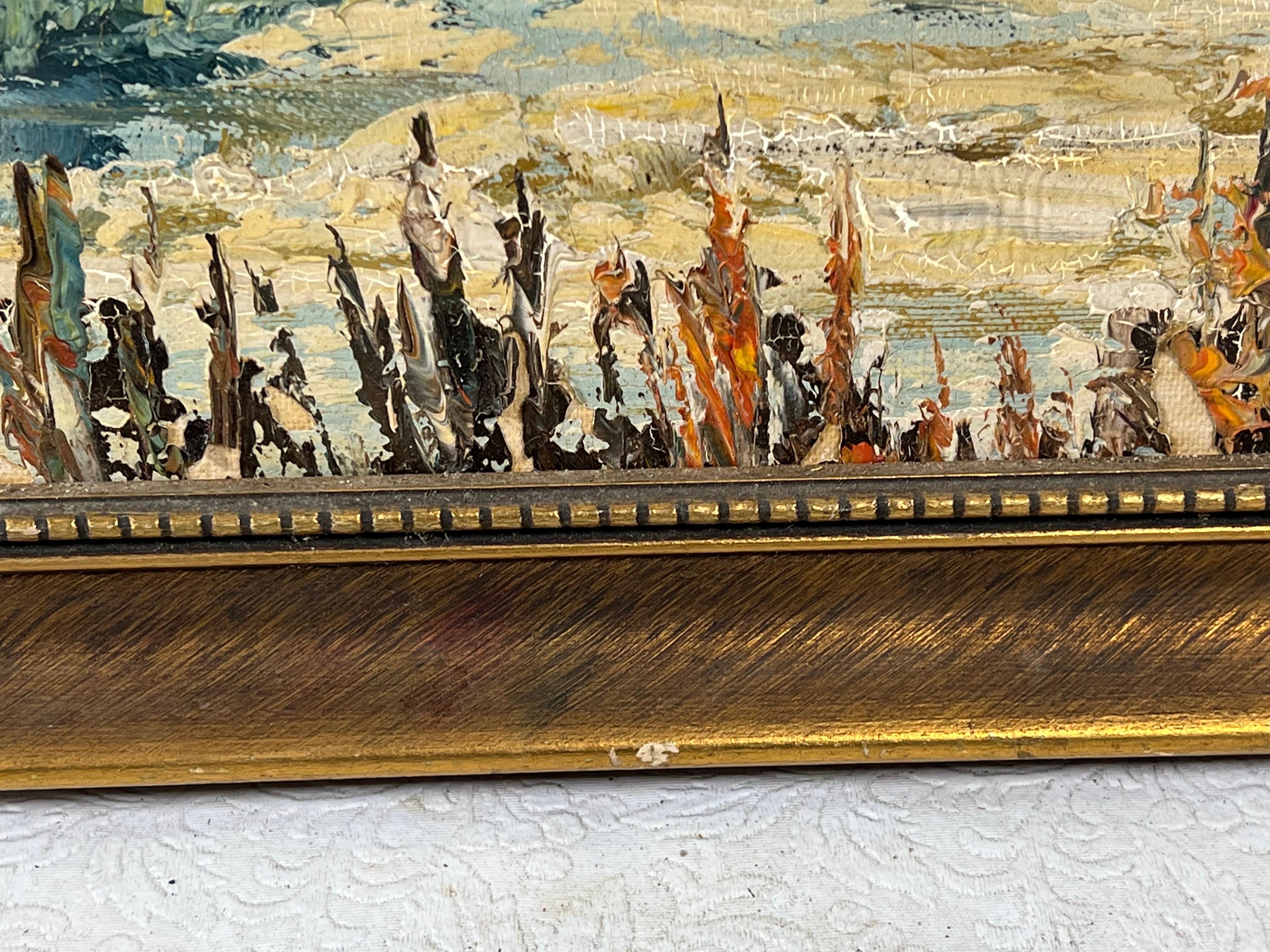 Milieu du XXe siècle Paysage impressionniste italien du milieu du siècle dernier de Marina par Griblioni en vente