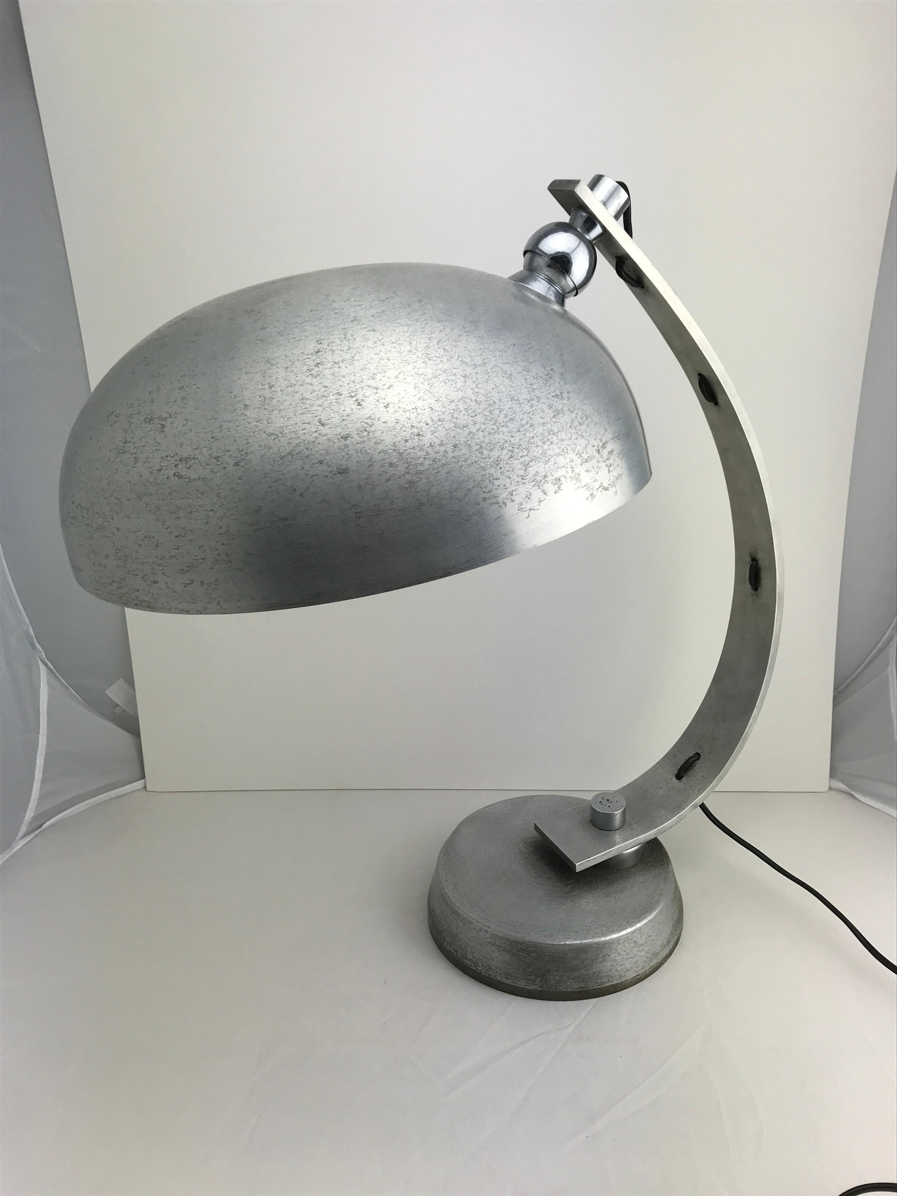 Late 20th Century Midcentury Italian Industrial Aluminum Table Lamp, 1970s