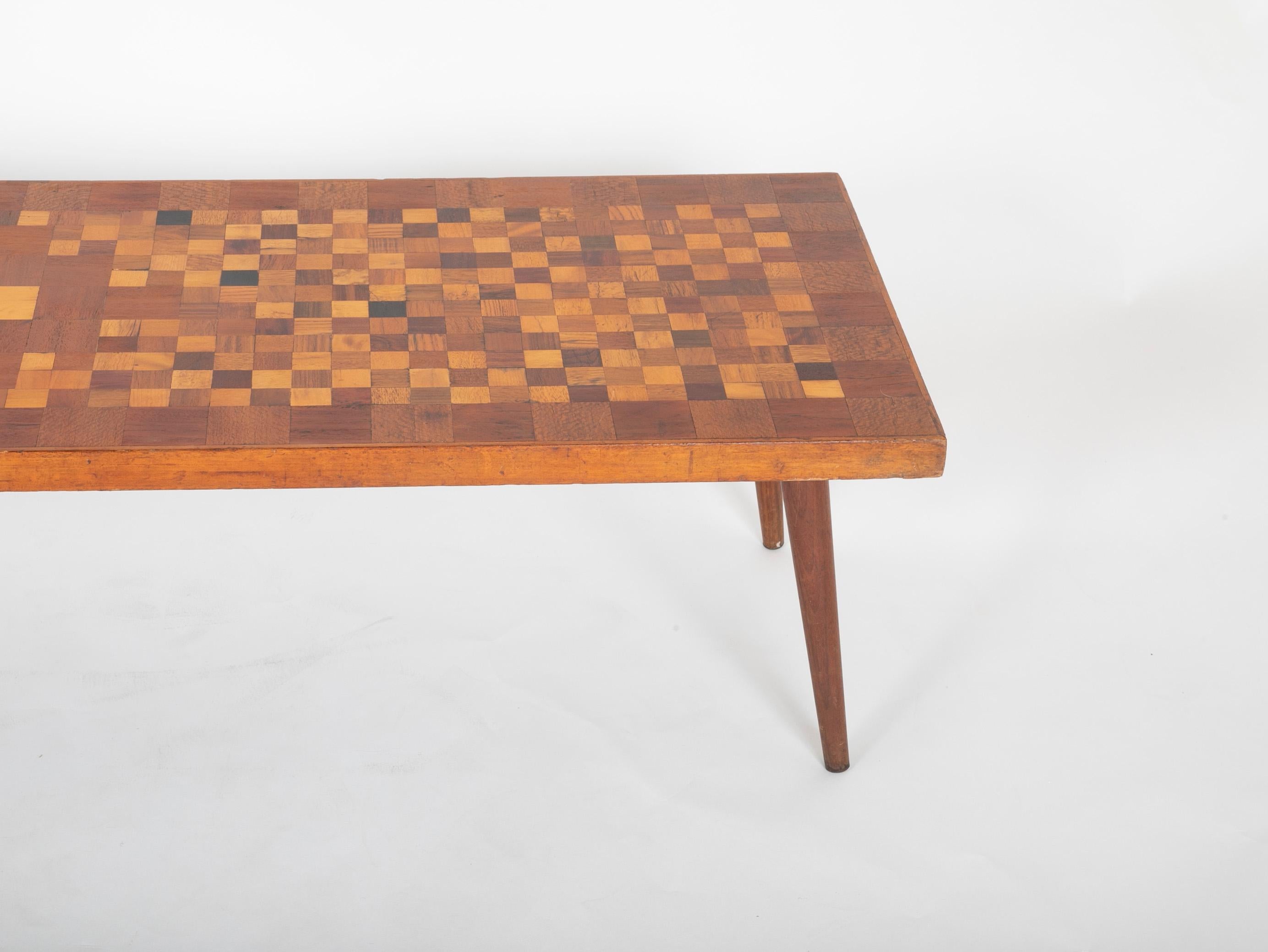 Midcentury Italian Inlaid Wood Coffee Table In Good Condition In Stamford, CT