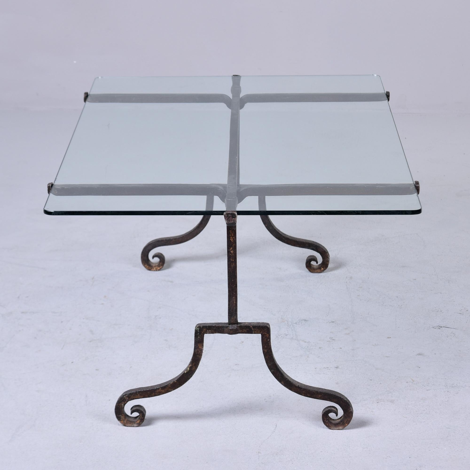 Mid Century Italian Iron Base Coffee Table with Glass Top For Sale 7