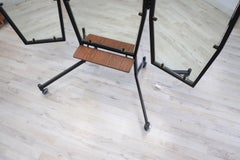 Mid-Century Italian Iron Three Way Floor Mirror with Light