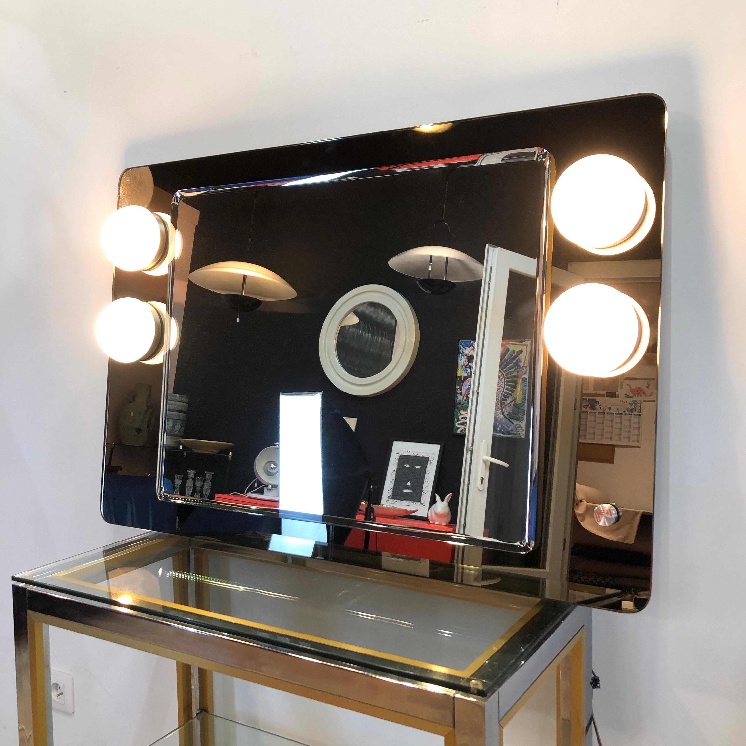 Mid-Century Italian ISA Bergamo Illuminated Wall Mirror For Sale 2