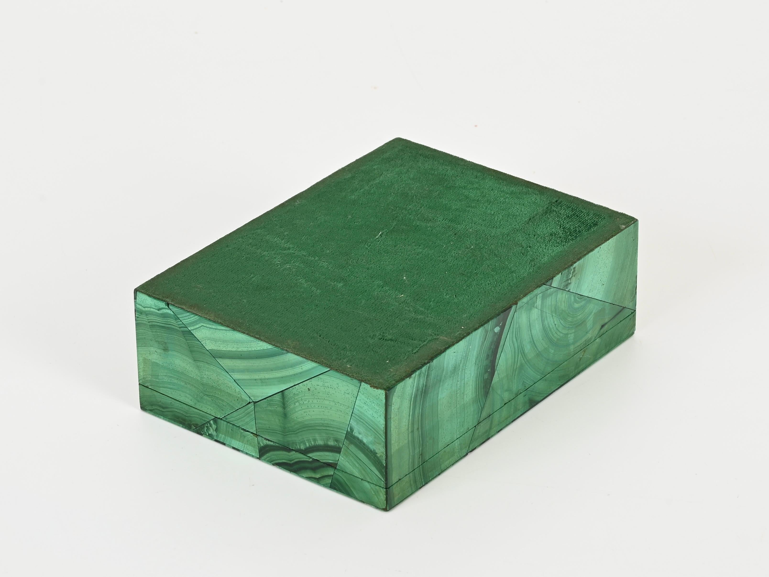 Scatola decorativa per gioielli italiana di metà secolo in marmo verde malachite, anni '50 in vendita 4