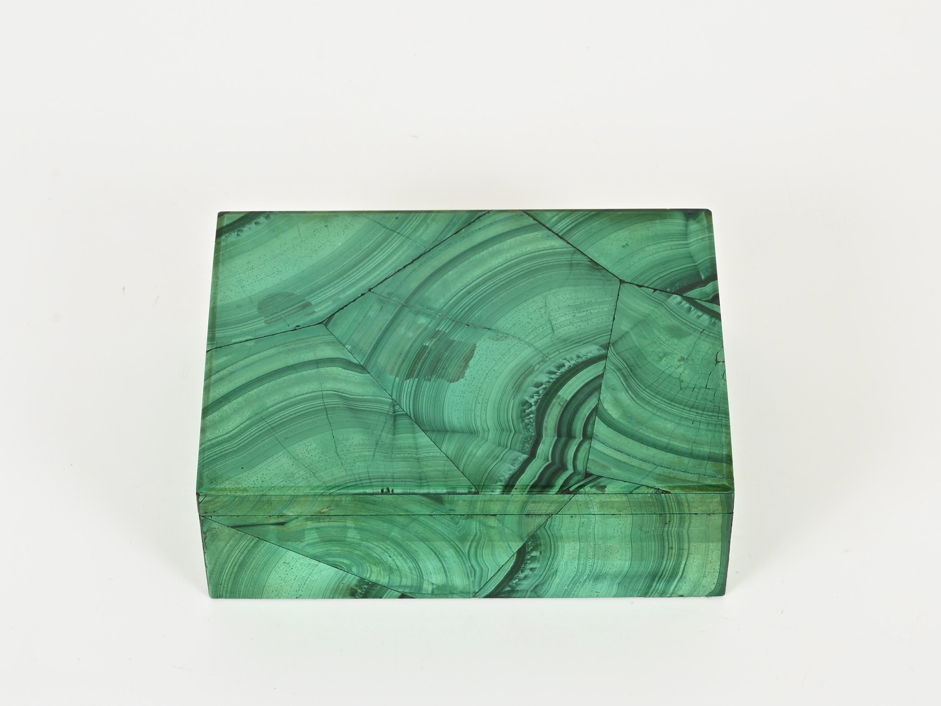 Scatola decorativa per gioielli italiana di metà secolo in marmo verde malachite, anni '50 in vendita 6