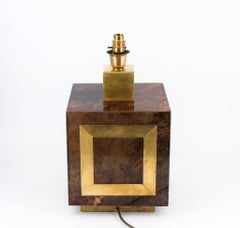 Mid Century Italian Lacquered Vellum & Brass Large Table Lamp Attr Aldo Tura