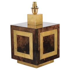 Mid Century Italian Lacquered Vellum & Brass Large Table Lamp Attr Aldo Tura